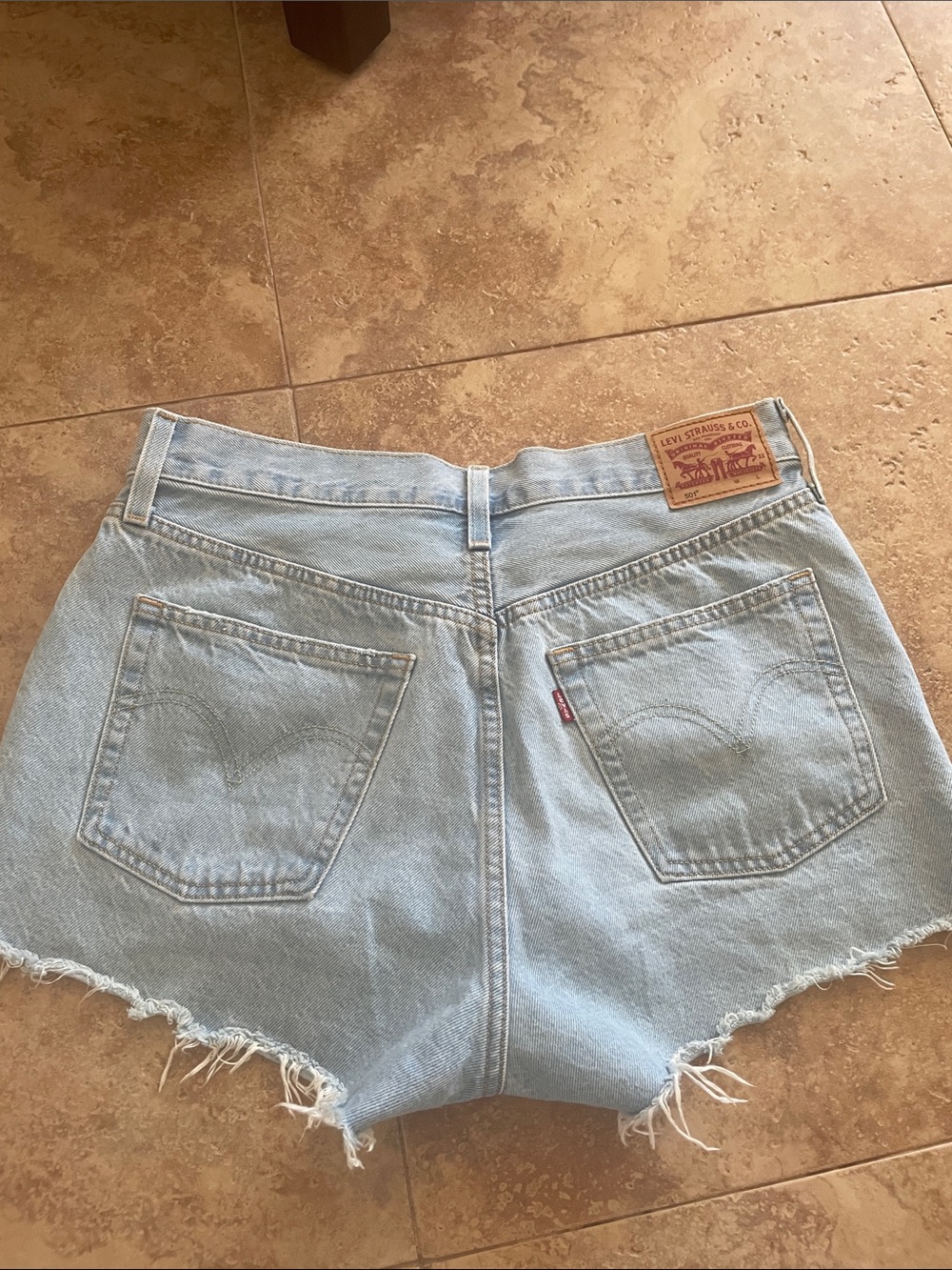 Levi's Light Blue Denim Cutoff Shorts with Frayed Hem